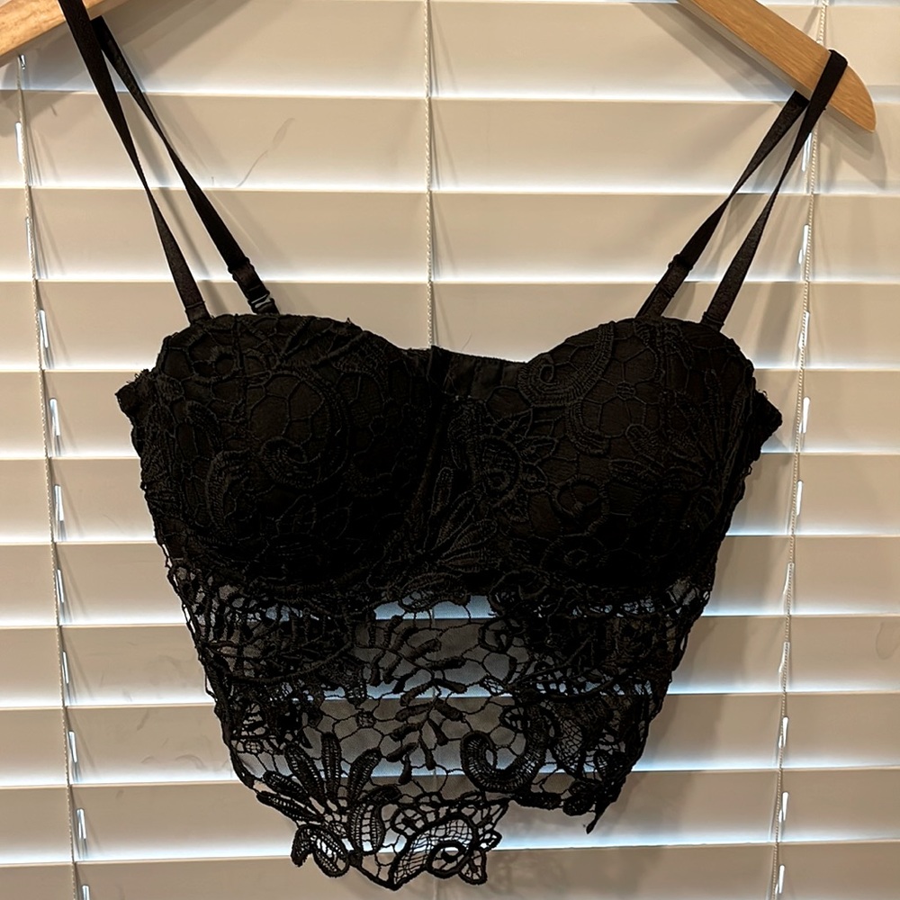 Bebe black lace medium bustier top